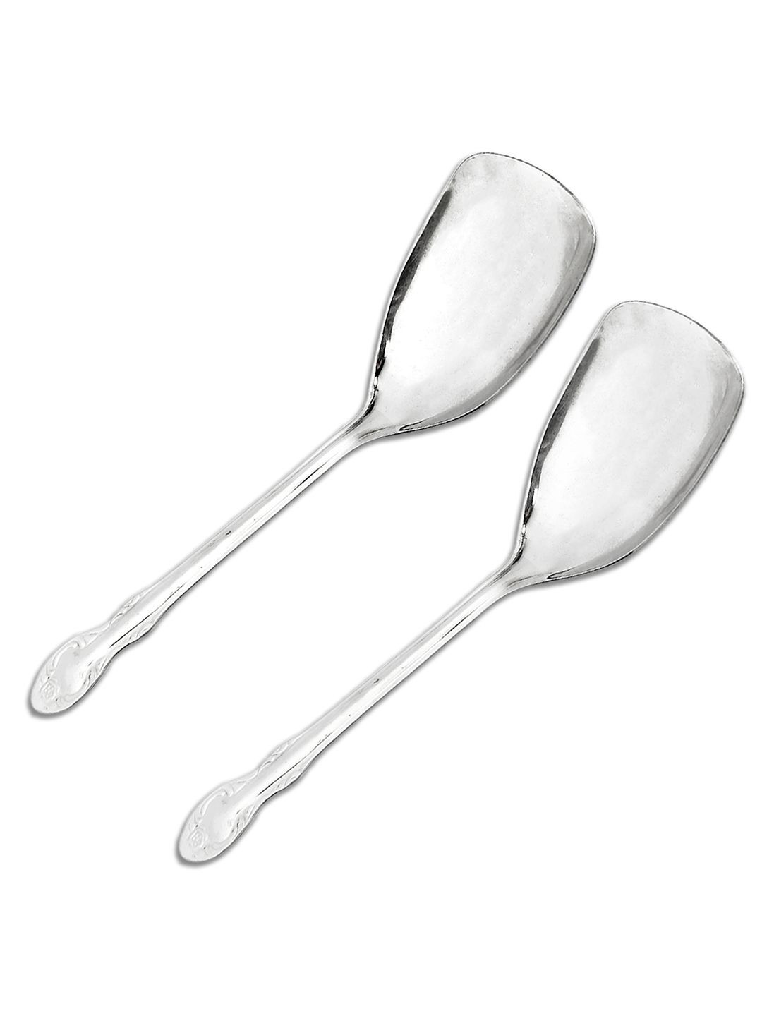 Kuber Industries Silver 2 Pcs Stainless Steel Wok Spatula Slotted Turner For Cooking