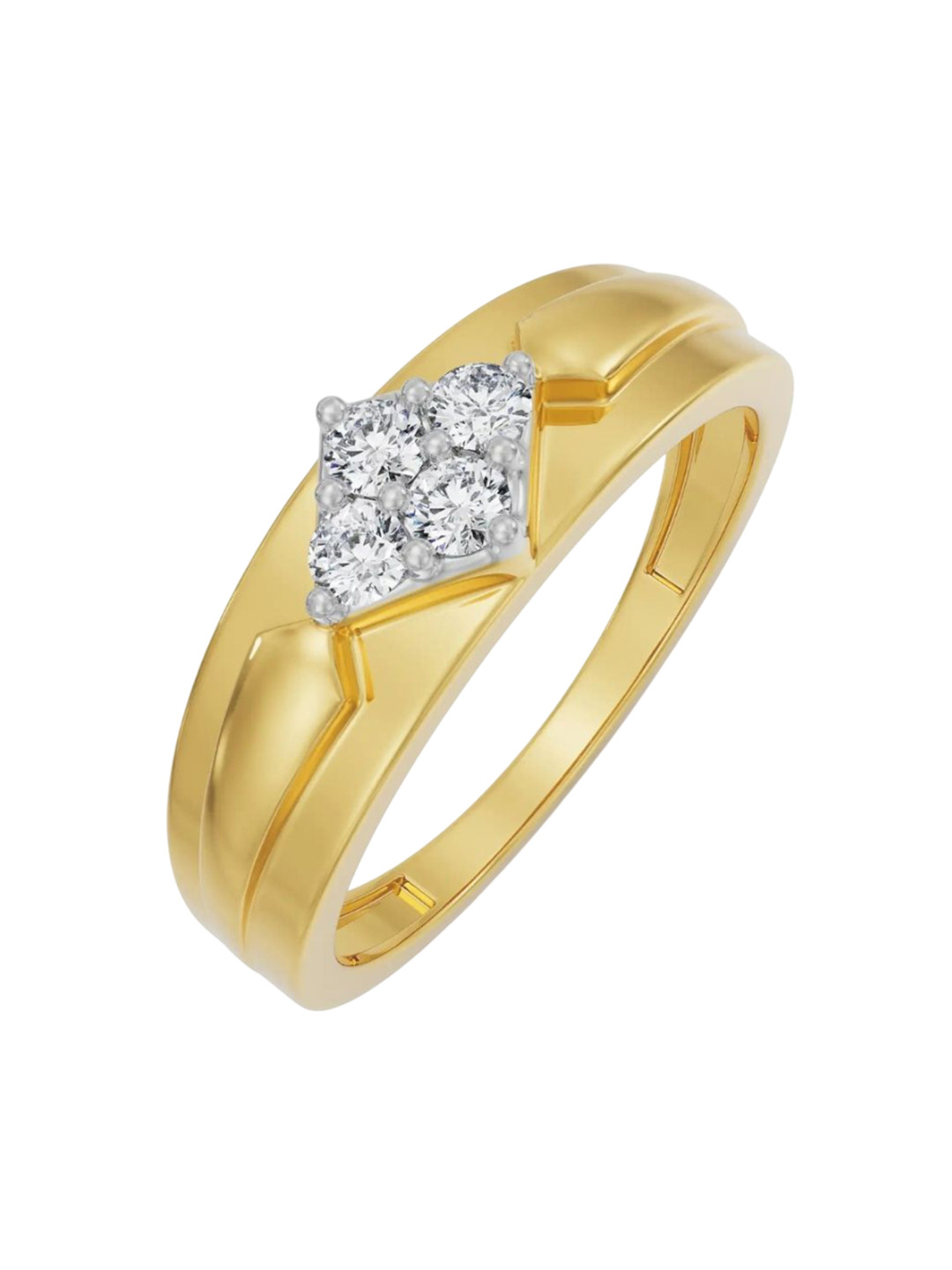 Emori Rhombus Quad Wedding Men's Lab Diamond in 14KT Gold Ring