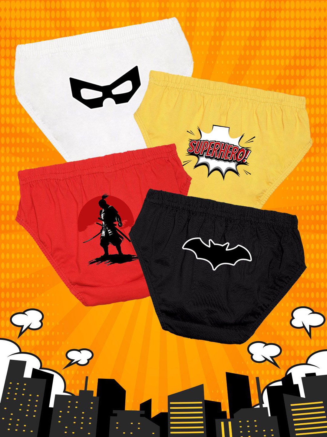 NUSYL Boys Pack Of 4 Printed Cotton Basic Briefs NUBCBRFPO4.0052