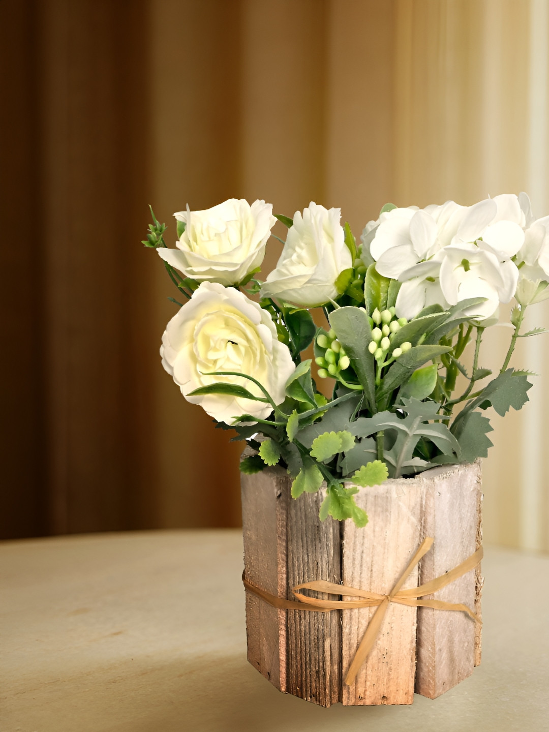 Myntra Elegant Homes Brown & Green Artificial Potted Flower Plant