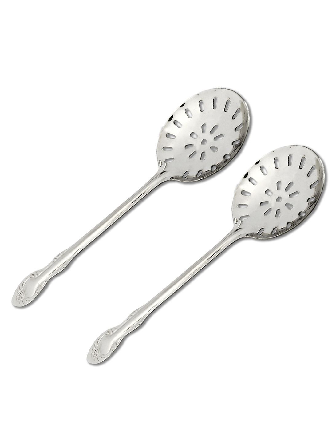 Kuber Industries Silver 2 Pcs Stainless Steel Professional Skimmer Kitchen Jhar