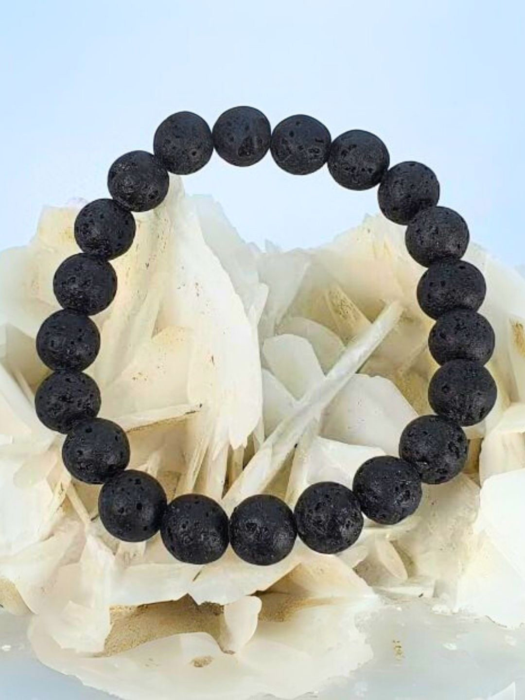 The Roadster Lifestyle Co Men Natural Lava Beads Handmade Stretchable Bracelet
