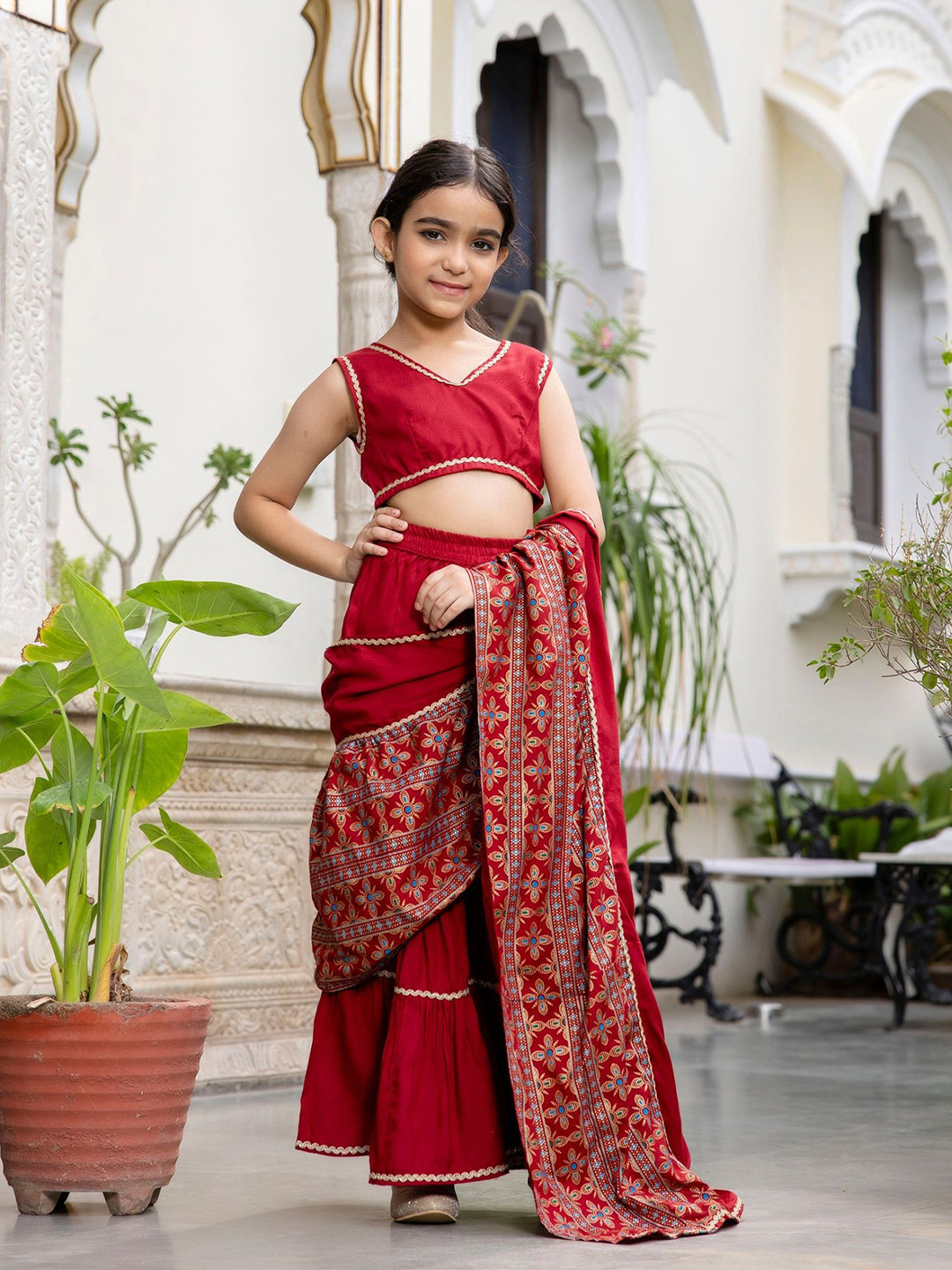 Cutiediva Embroidered Palazzo Saree