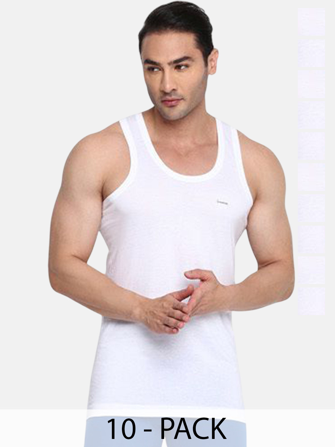 COLORS by Rupa Frontline Pack Of 10 Undershirt Vests Colors-Alaska-202-White-RN-10-75