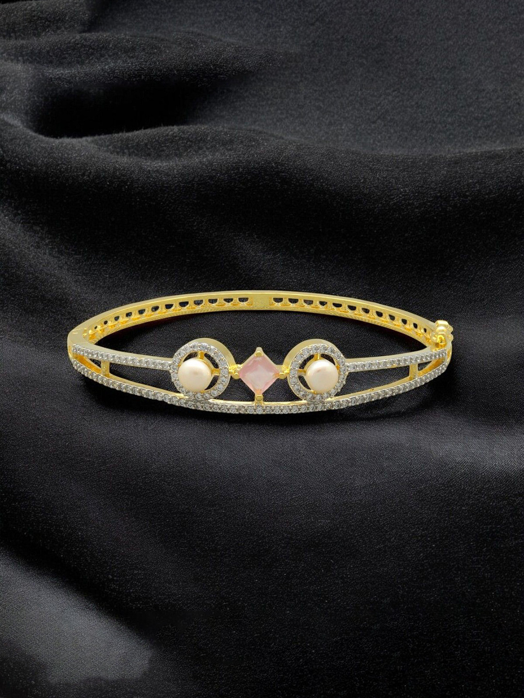 Sri Jagdamba Pearls Dealer Gold-Plated  Bloom Pearls Studded Bracelet