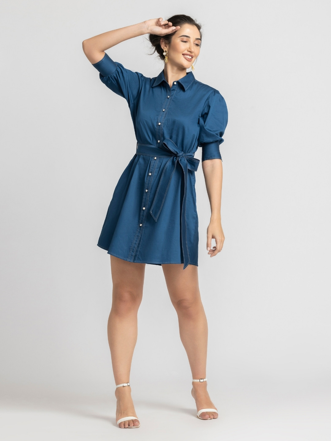 JULO Satin Shirt Mini Dress