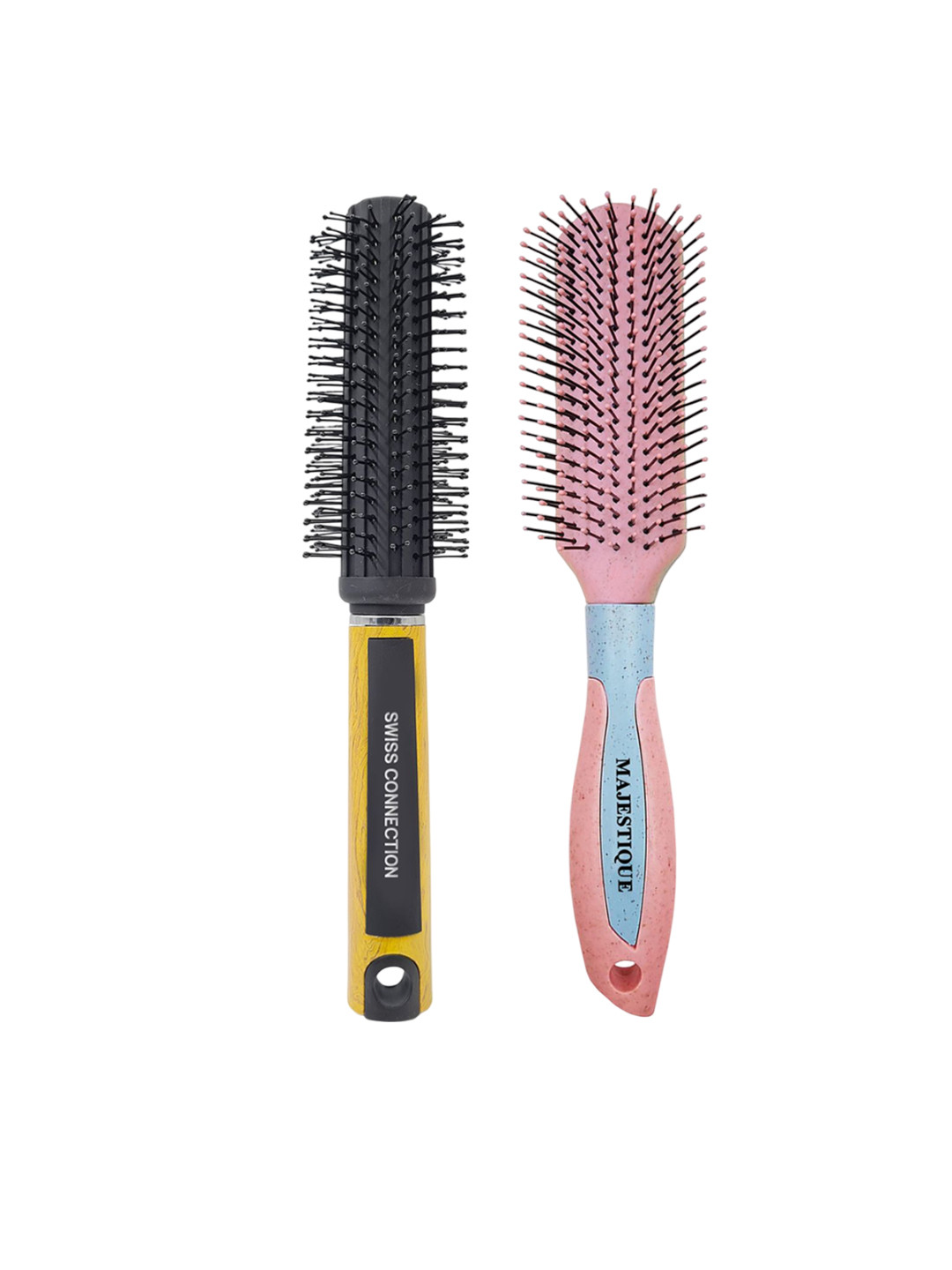Swiss Connection Unisex Set Of 2 Premium Round & Styling Hair Brush - 136 & 133 Pink