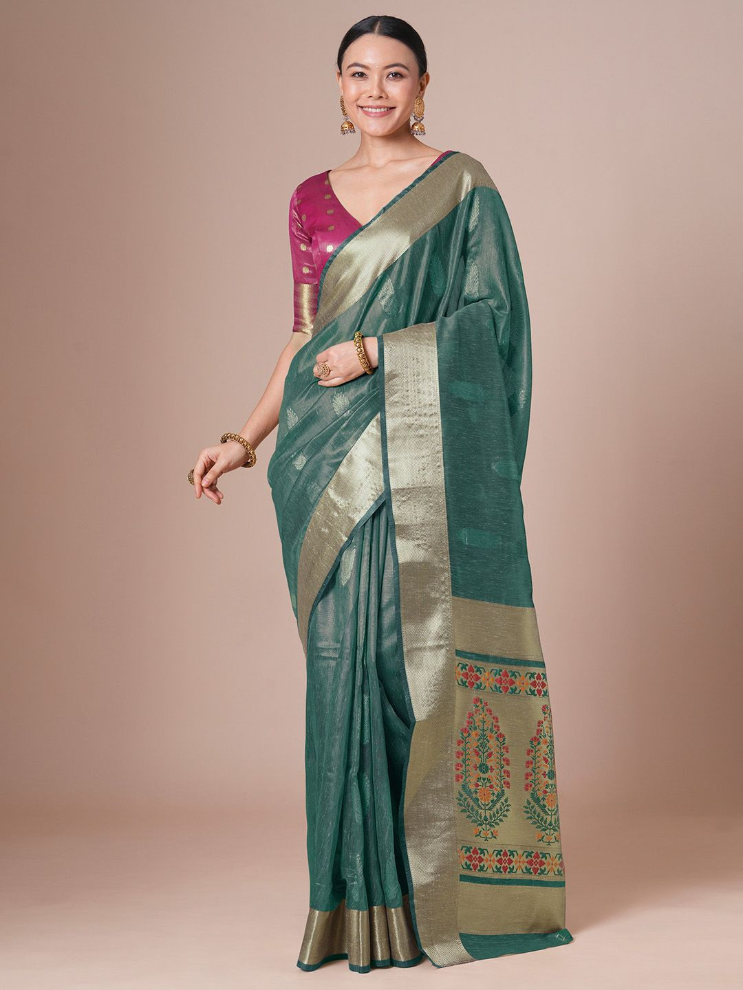 House of Pataudi Paithani Ethnic Woven Design Party Saree with Matching Blouse