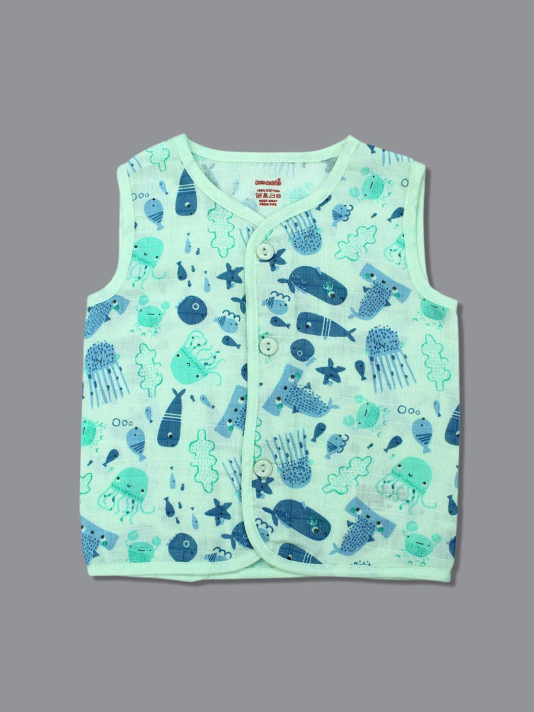 Babies Infants Printed Organic Cotton Button Jabla NJBF250648S