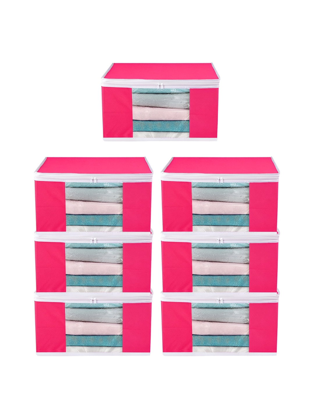 atorakushon Pink Set of 7 Clothes Storage Organiser Bags