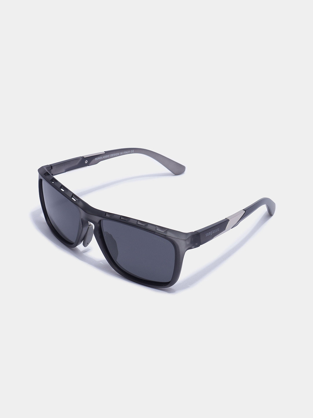 SUNGLASSIC Unisex Rectangle Sunglasses and UV Protected Lens HAWK-GREY-BLACK
