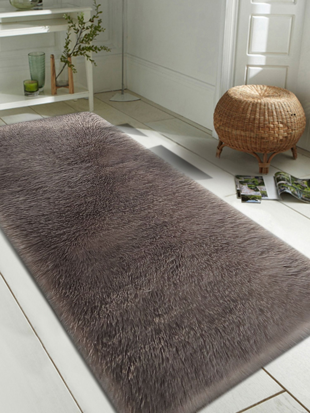 OBSESSIONS Brown Rectangular Non Slip Bedside Floor Runner