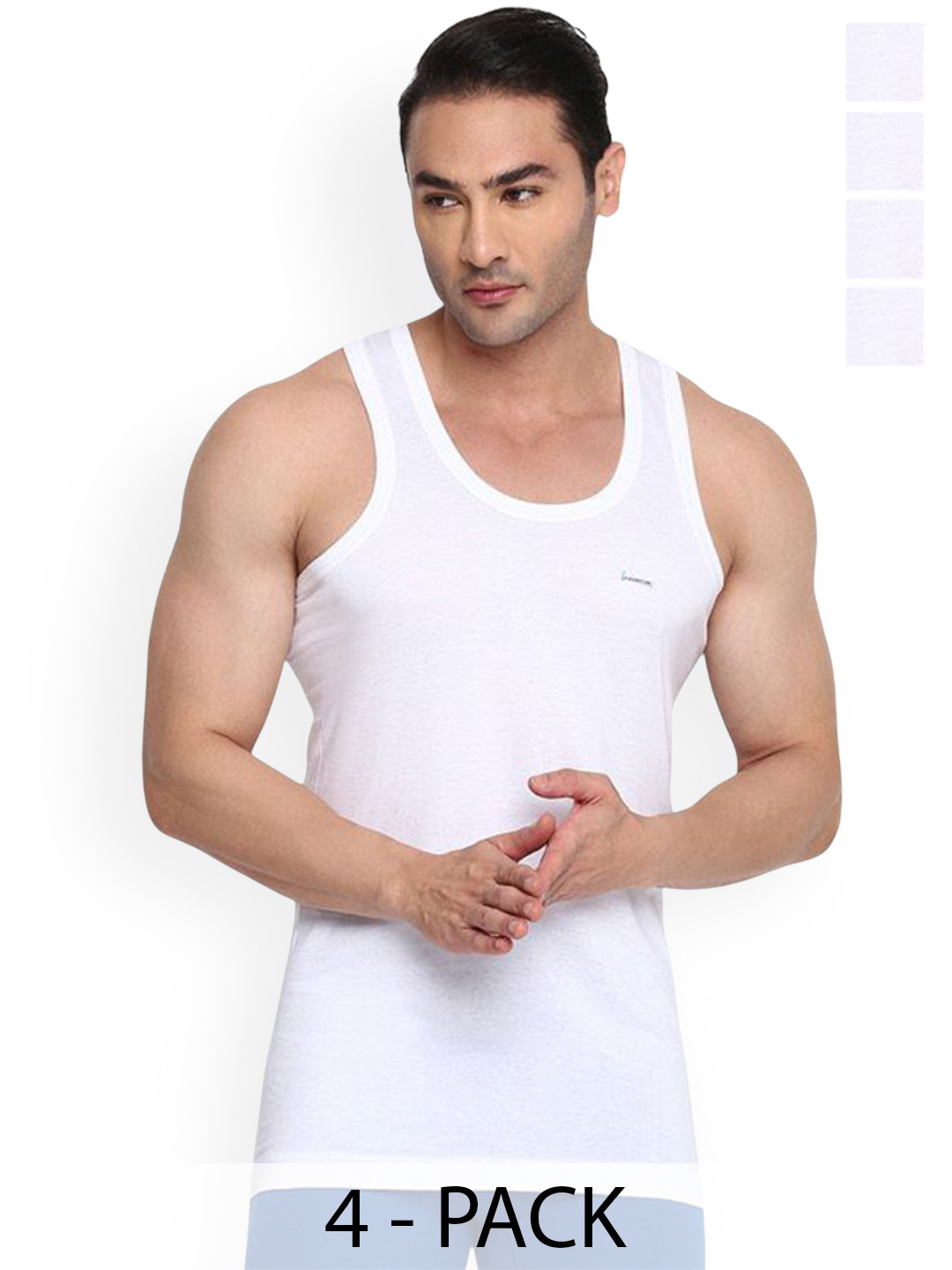 COLORS by Rupa Frontline 4Pc Cotton Innerwear Vests Colors-Alaska-201-White-RN-4-80
