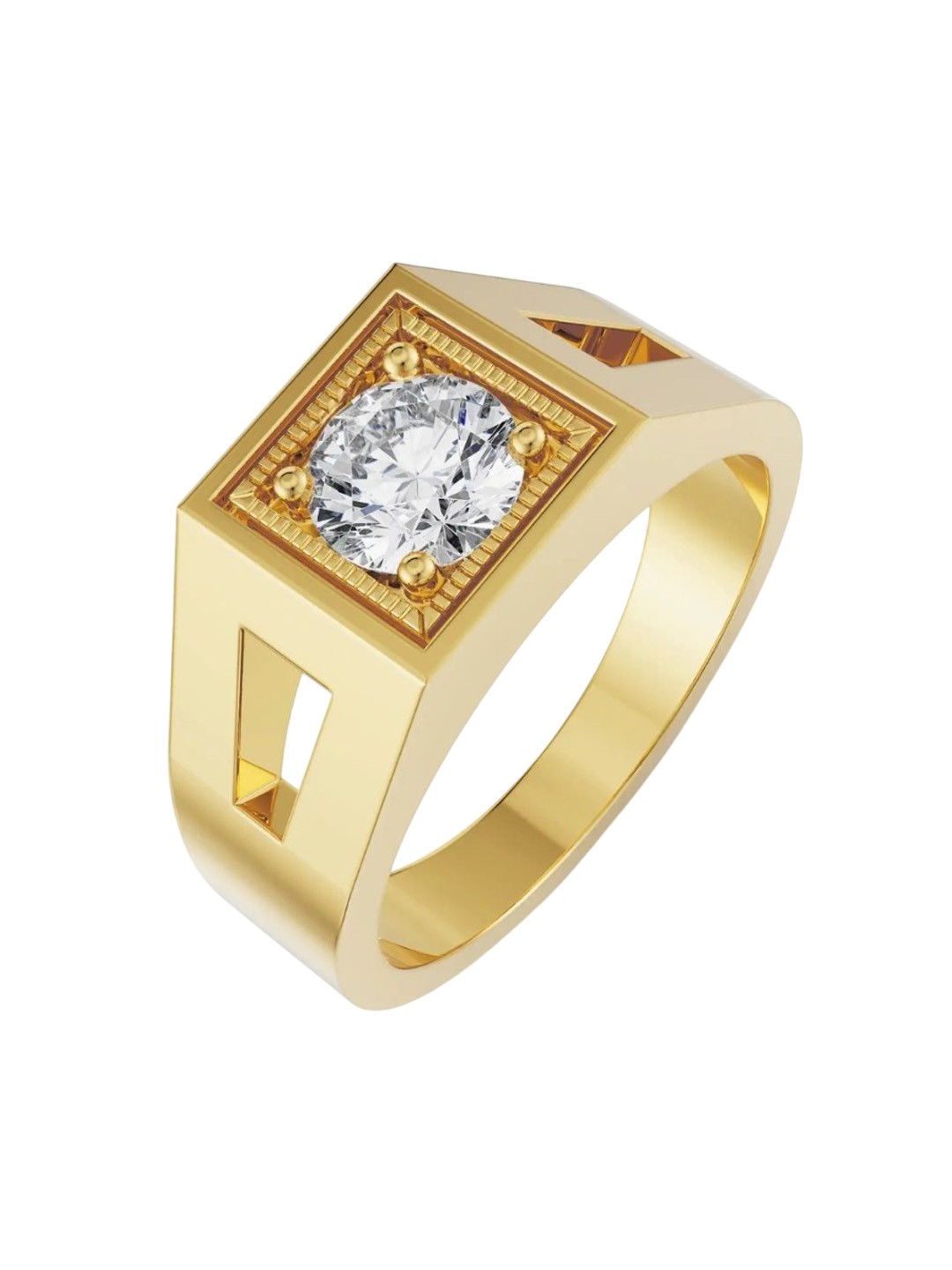 Emori Ezra Round Men's Men's Lab Diamond Ring in 18KT Gold