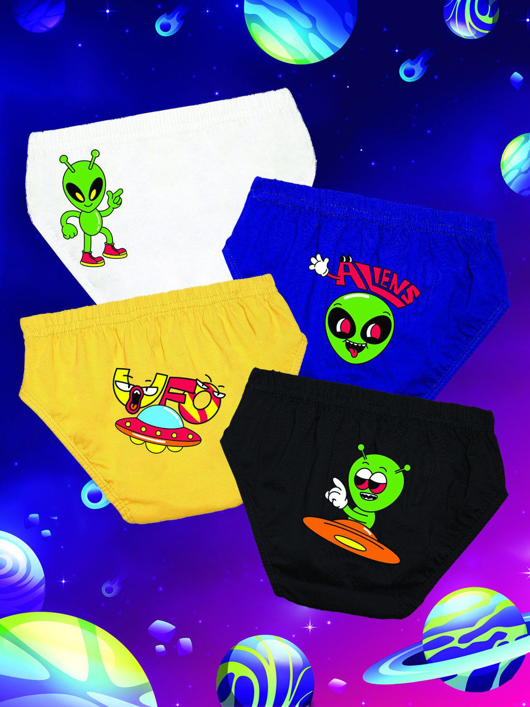 NUSYL Pack Of 4 Printed Cotton Basic Briefs NUBCBRFPO4.0062