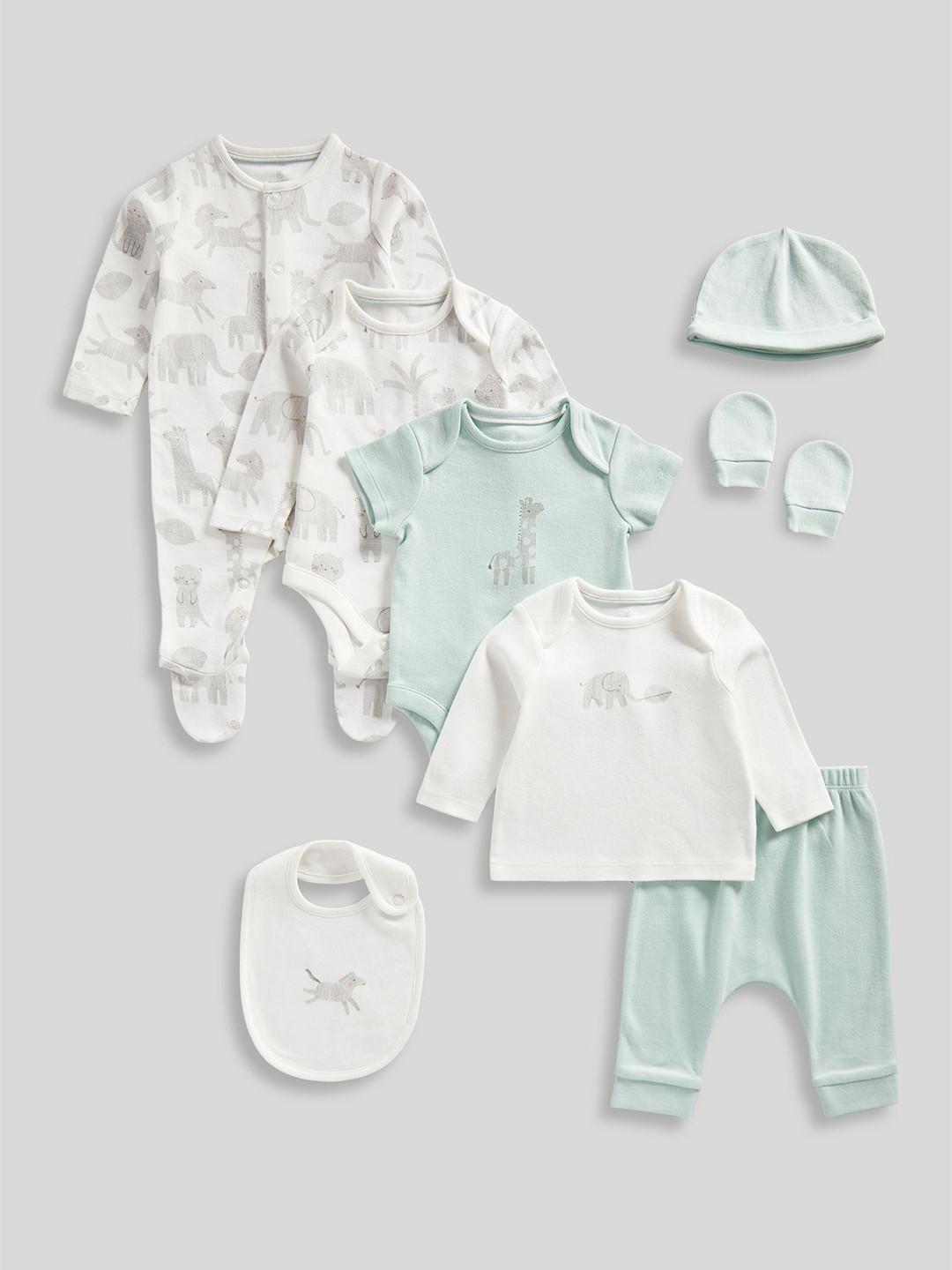 mothercare Kids 8-Piece Contemporary Safari Sands Pure Cotton Outfit Set