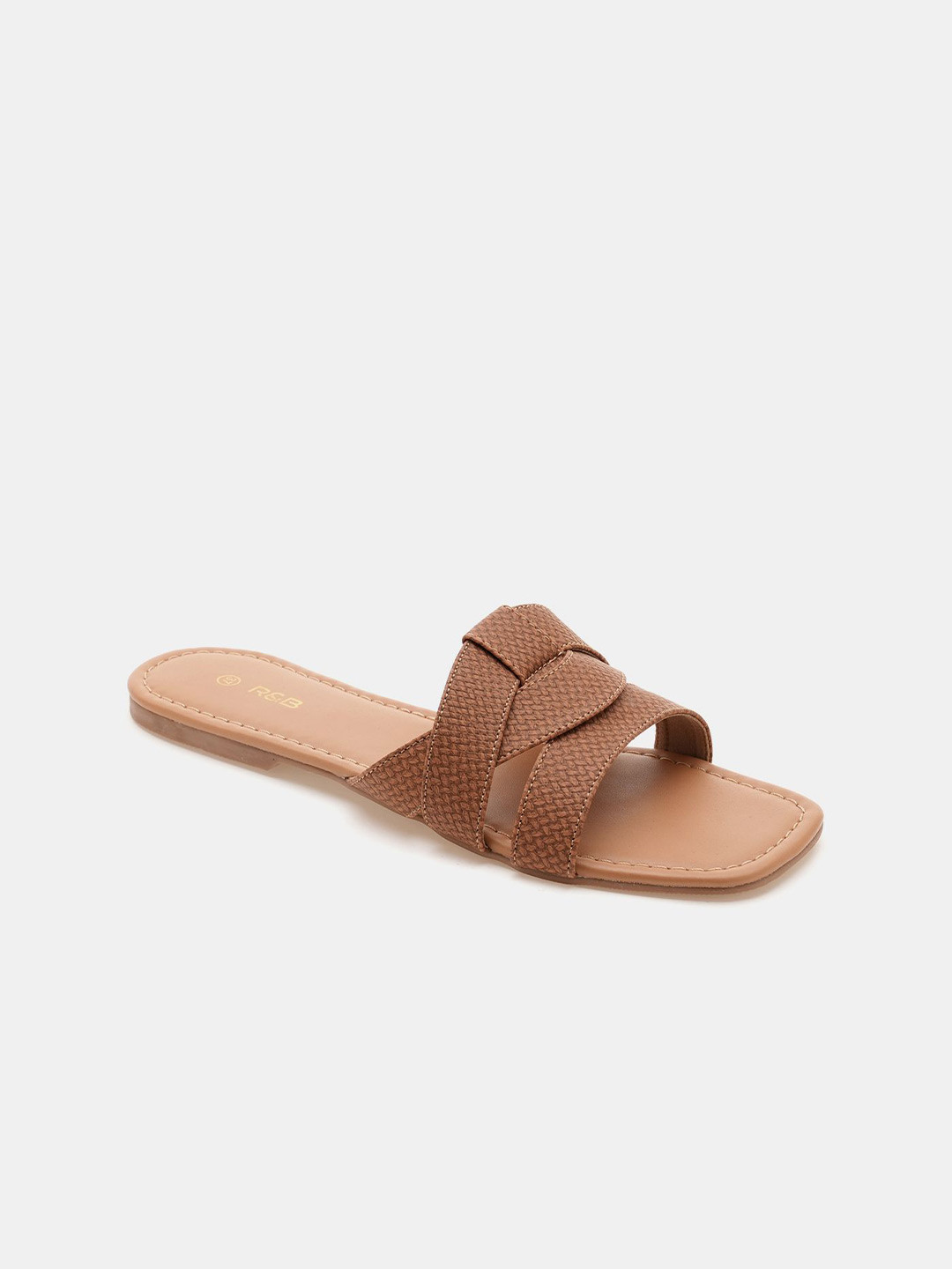 R&B Women Brown Casual Open Toe Flats