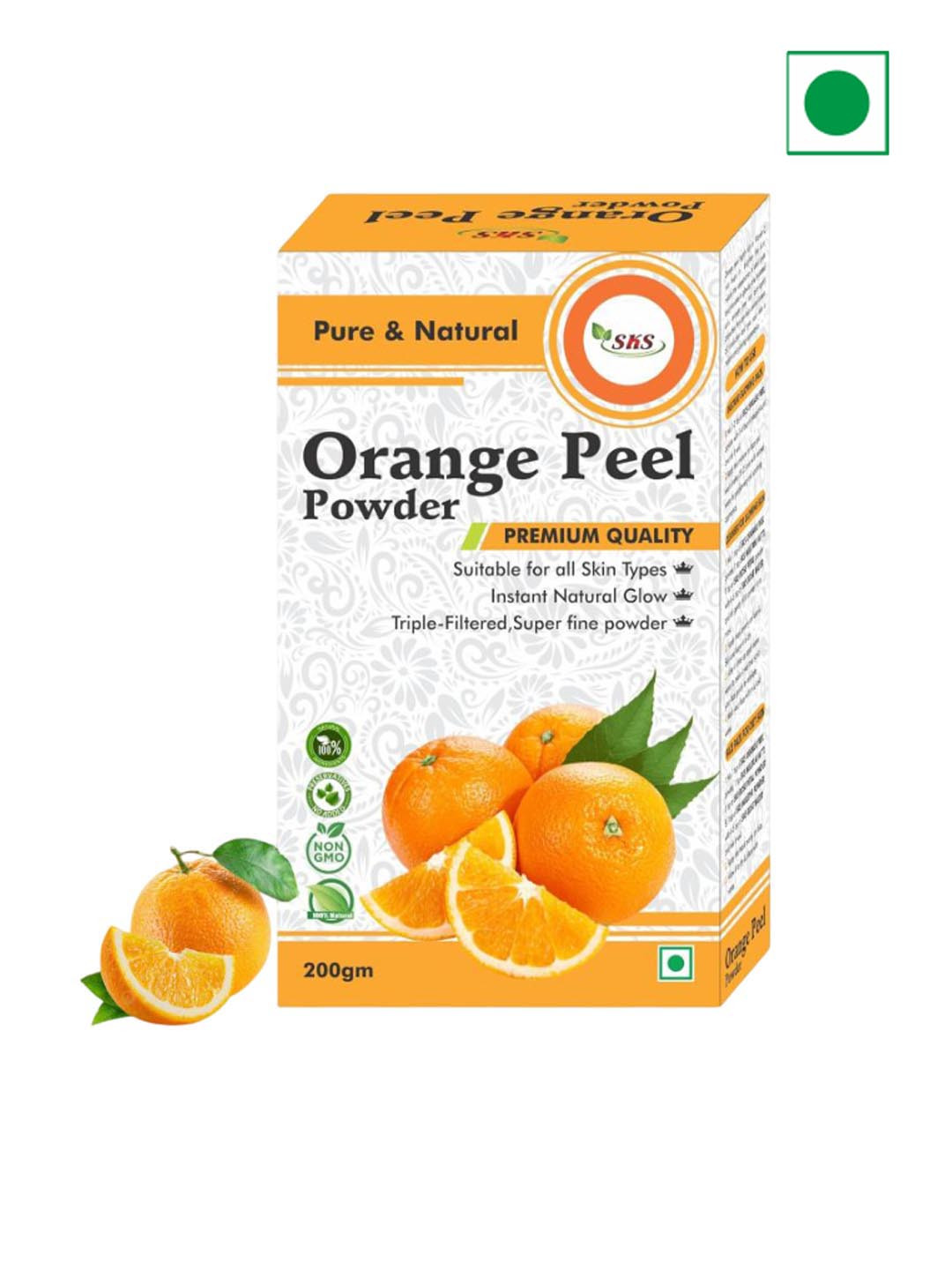 SKS BIOTECH Pure & Natural Orange Peel Powder For Hair & Skin - 200 g