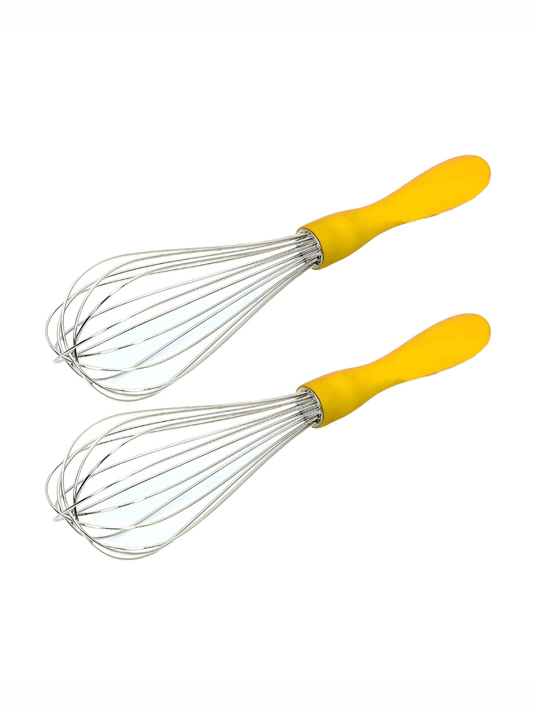 Kuber Industries Set Of 2 Yellow Handheld Stainless-Steel Wire Whisk