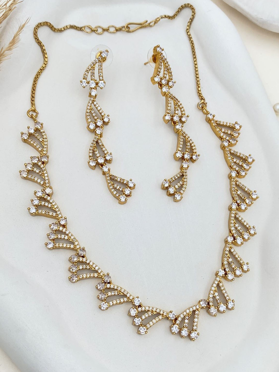 Rare Bello Gold-Plated American Diamond-Studded Jewellery Set