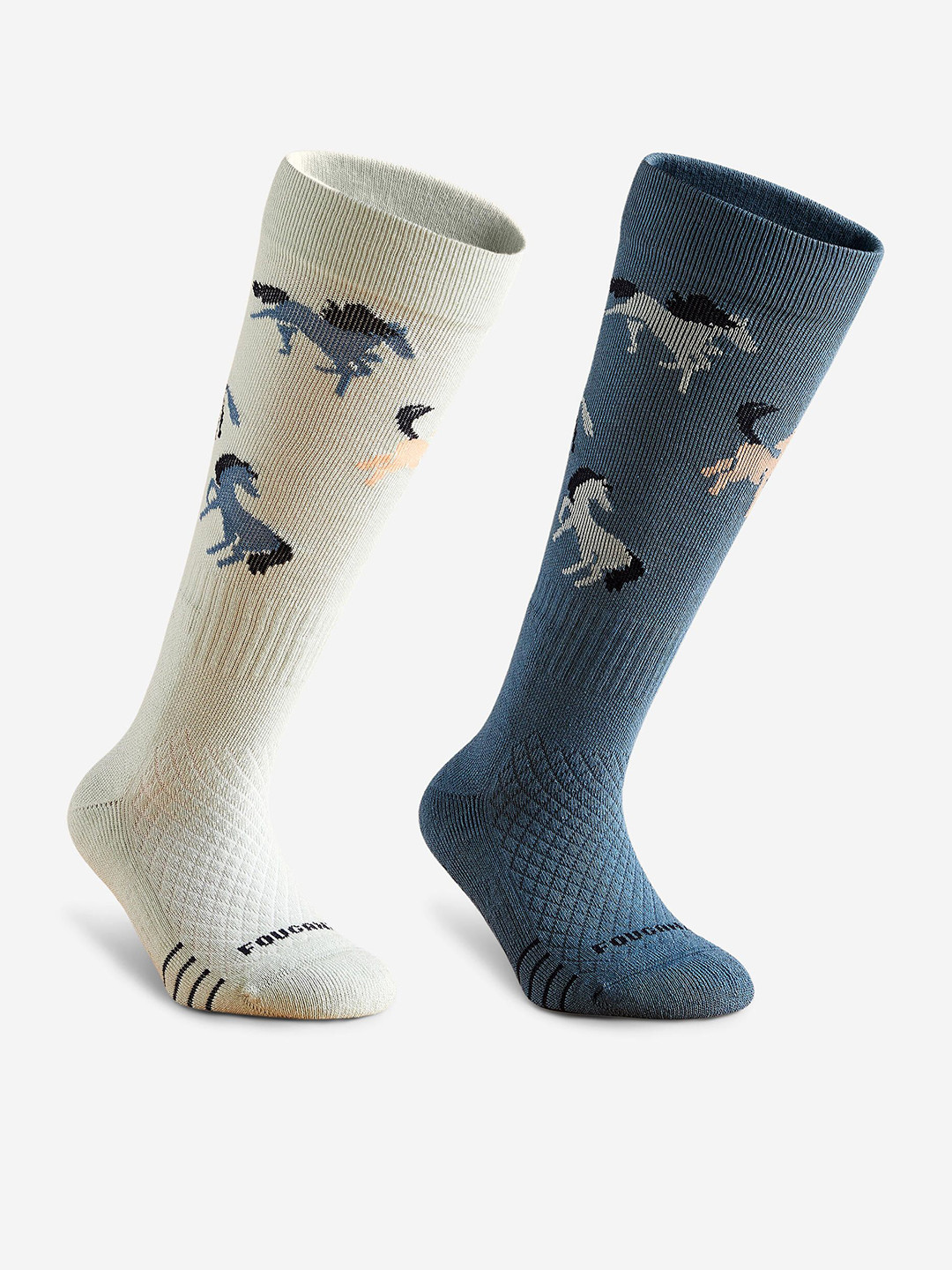 Decathlon FOUGANZA - Pack Of 2 Kids Printed Knee Length Socks
