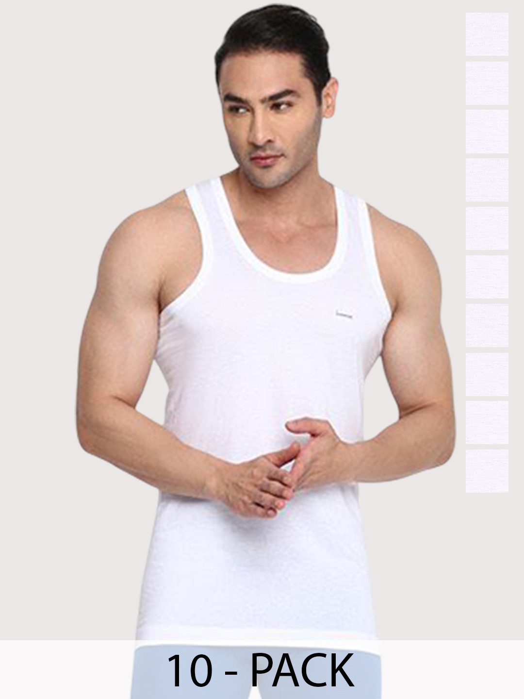 COLORS by Rupa Frontline Pack Of 10 Pure Cotton Undershirt Colors-Alaska-203-White-RN-10-8 Vest