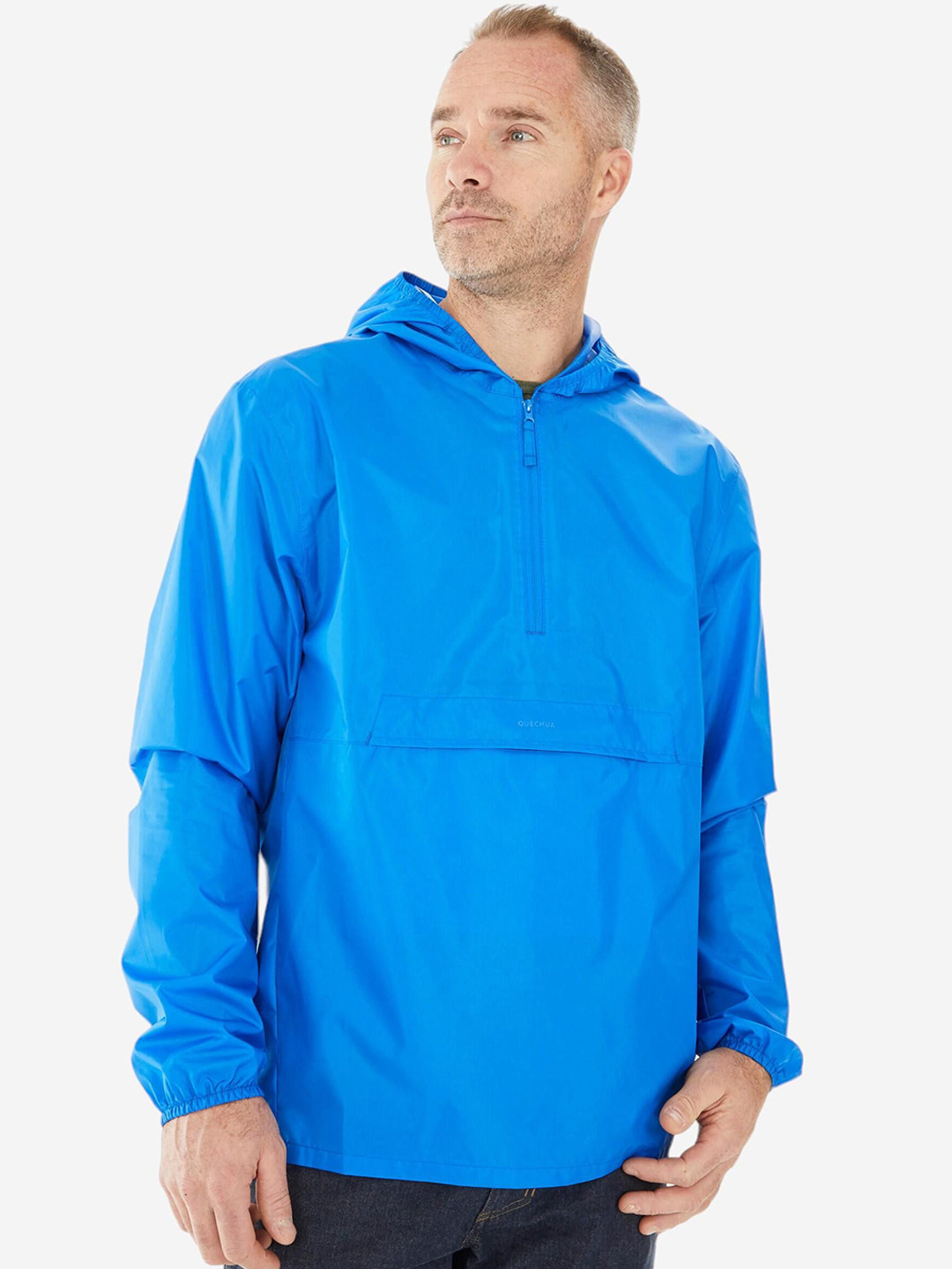 Decathlon QUECHUA Men Half Zip Blue Waterproof Raincoat