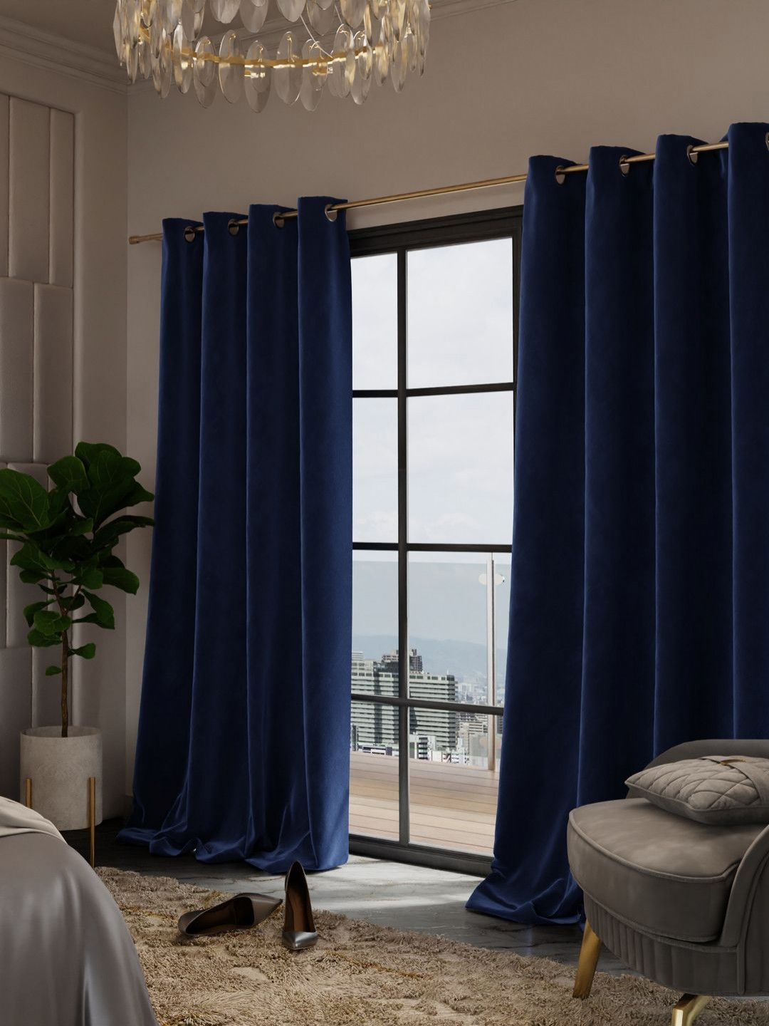 Stoa Paris Date Night Blue Set of 2 Door Curtains