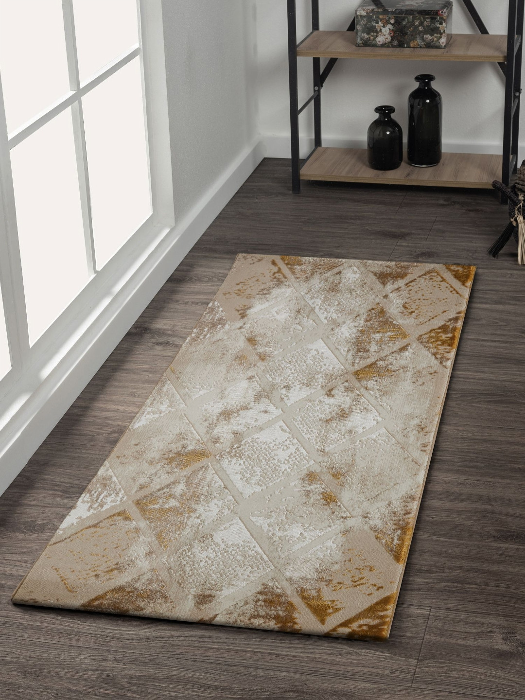 OBSESSIONS Beige Printed Anti-Static Floor Runner