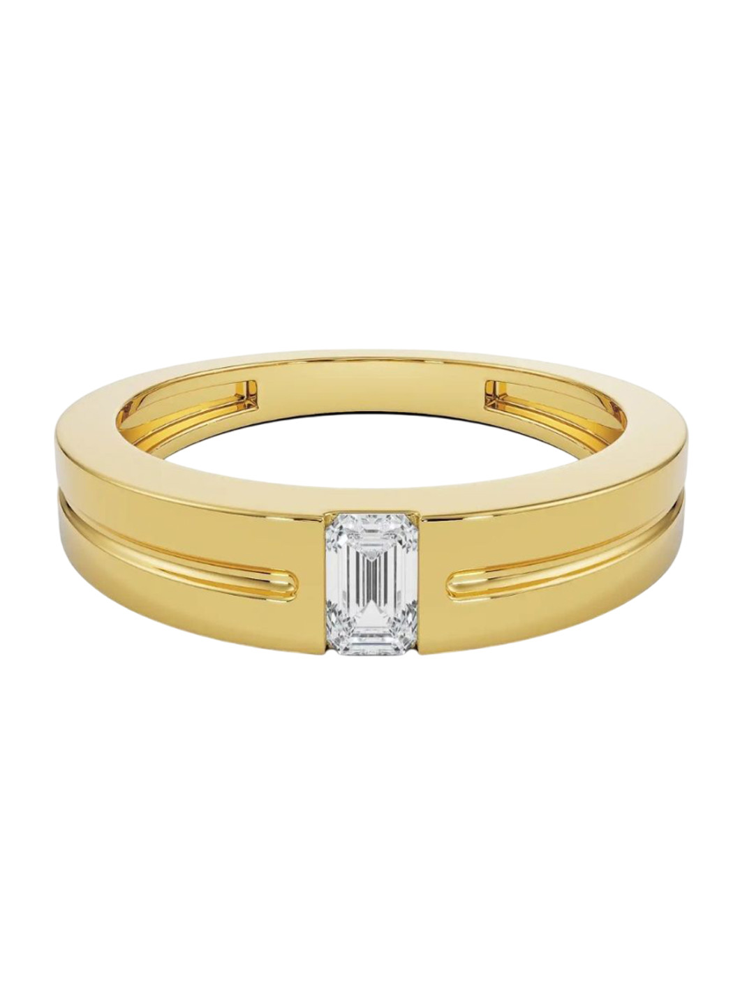 Emori Sleek Emerald Men's Men's Lab Diamond in 14KT Gold Ring