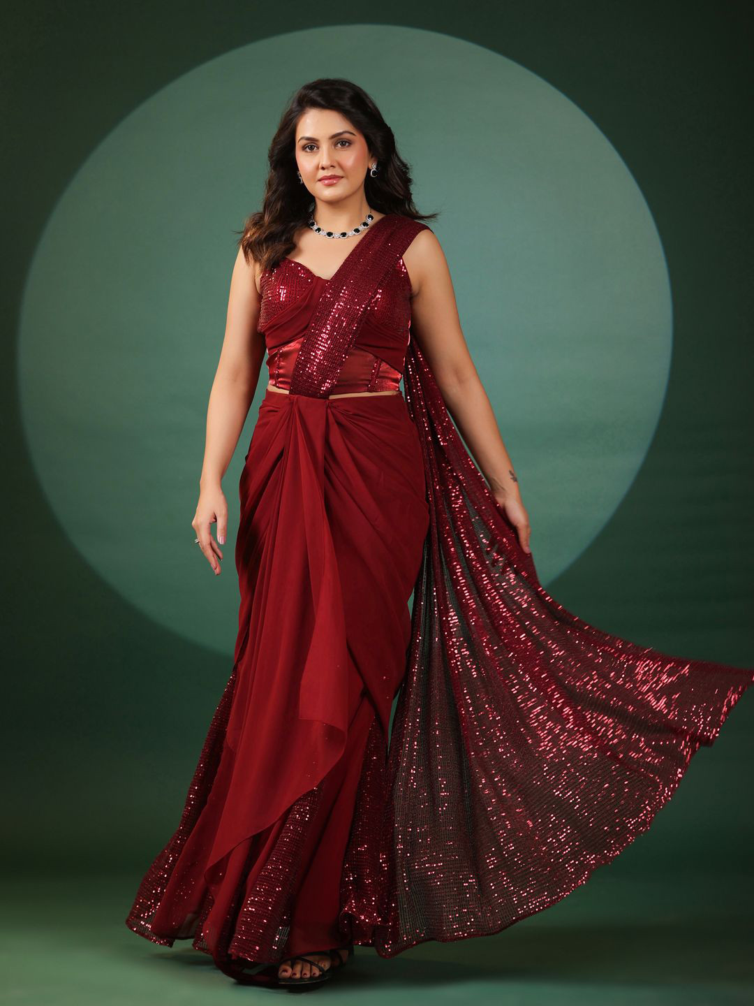 B'Infinite Embellished Sequinned Pure Georgette Saree
