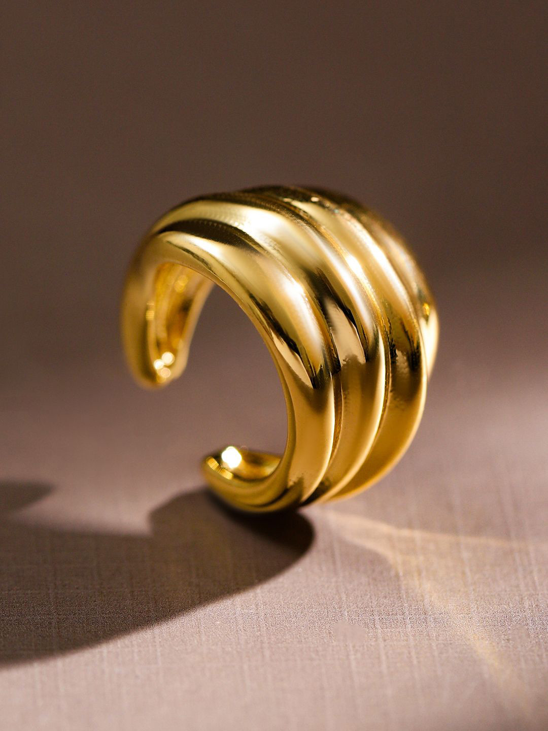 Rubans 18K Gold-Plated Bold Triple-Layered Statement Ear Cuff Earrings