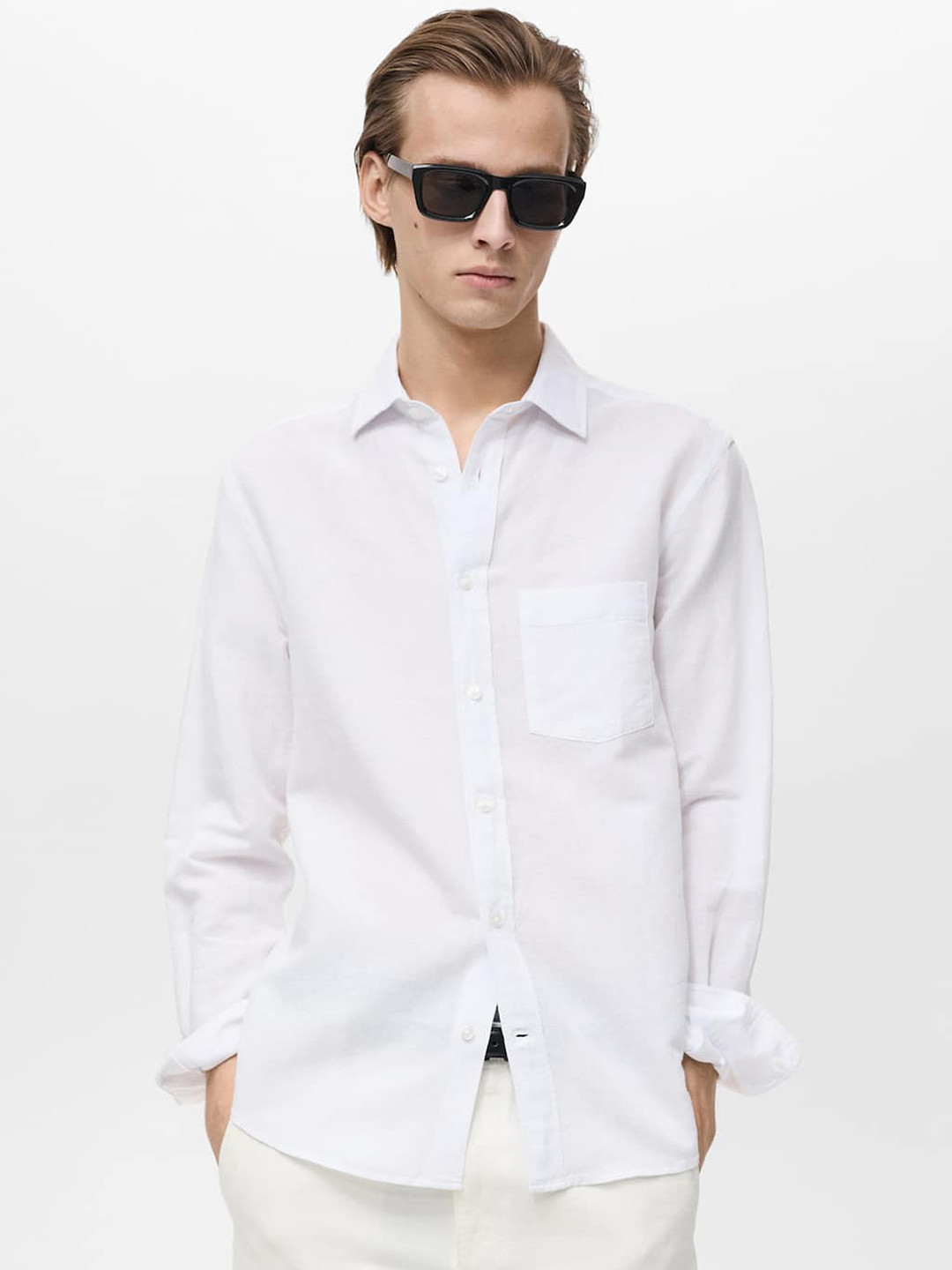 MANGO MAN Classic Fit Linen Cotton Casual Shirt
