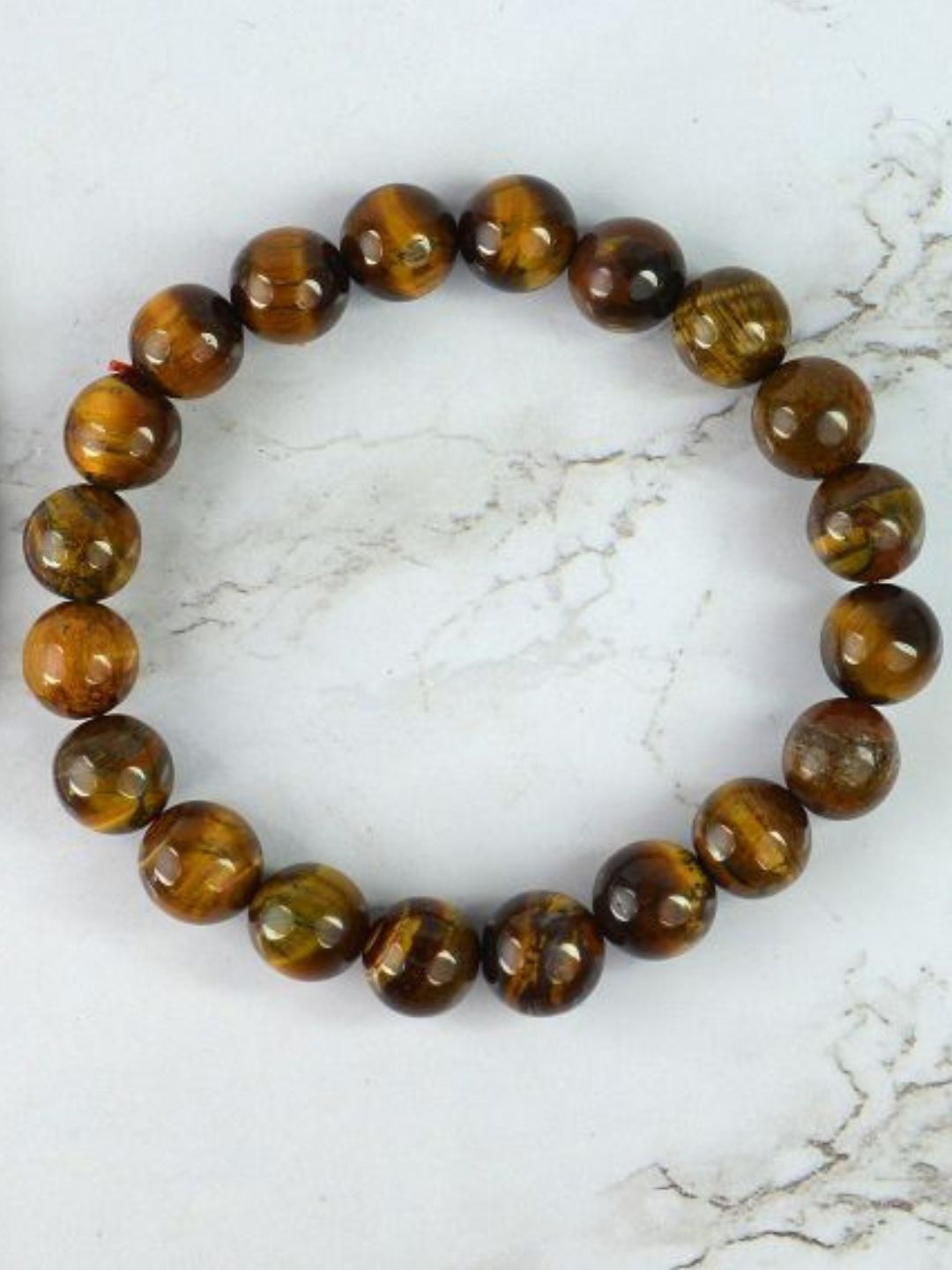 The Roadster Lifestyle Co Men Tiger Eye Beaded Stretchable Bracelet