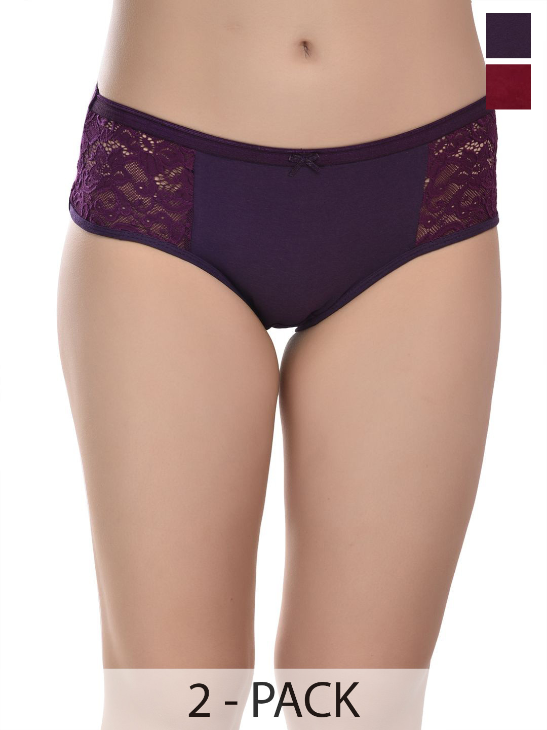 Valles365 by S.C. Pack Of 2 Hipster Briefs SDLC2PURMAR-S