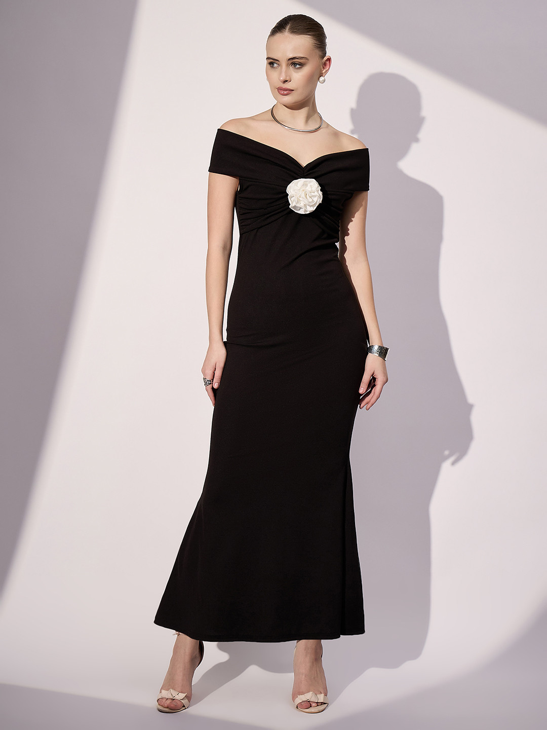 Uptownie Off Shoulder Rose Dress