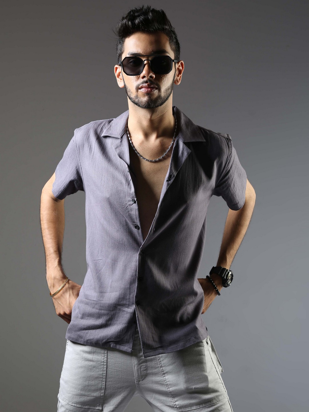 THE BEETEL HOUSE Men Relaxed Natural Stretch Casual Shirt