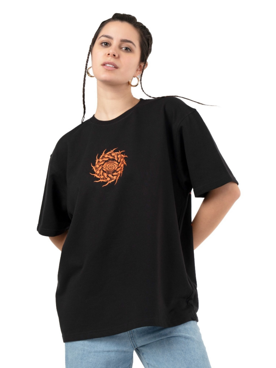 RHINO CULT Women Printed Drop-Shoulder Sleeves T-shirt