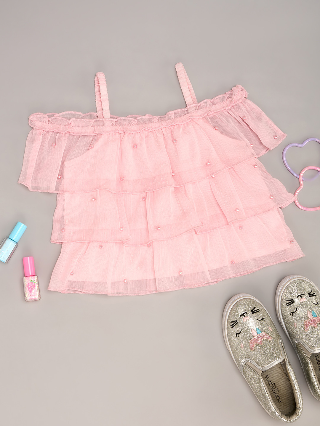 Pantaloons Junior Girl Solid Cold-Shoulder Top