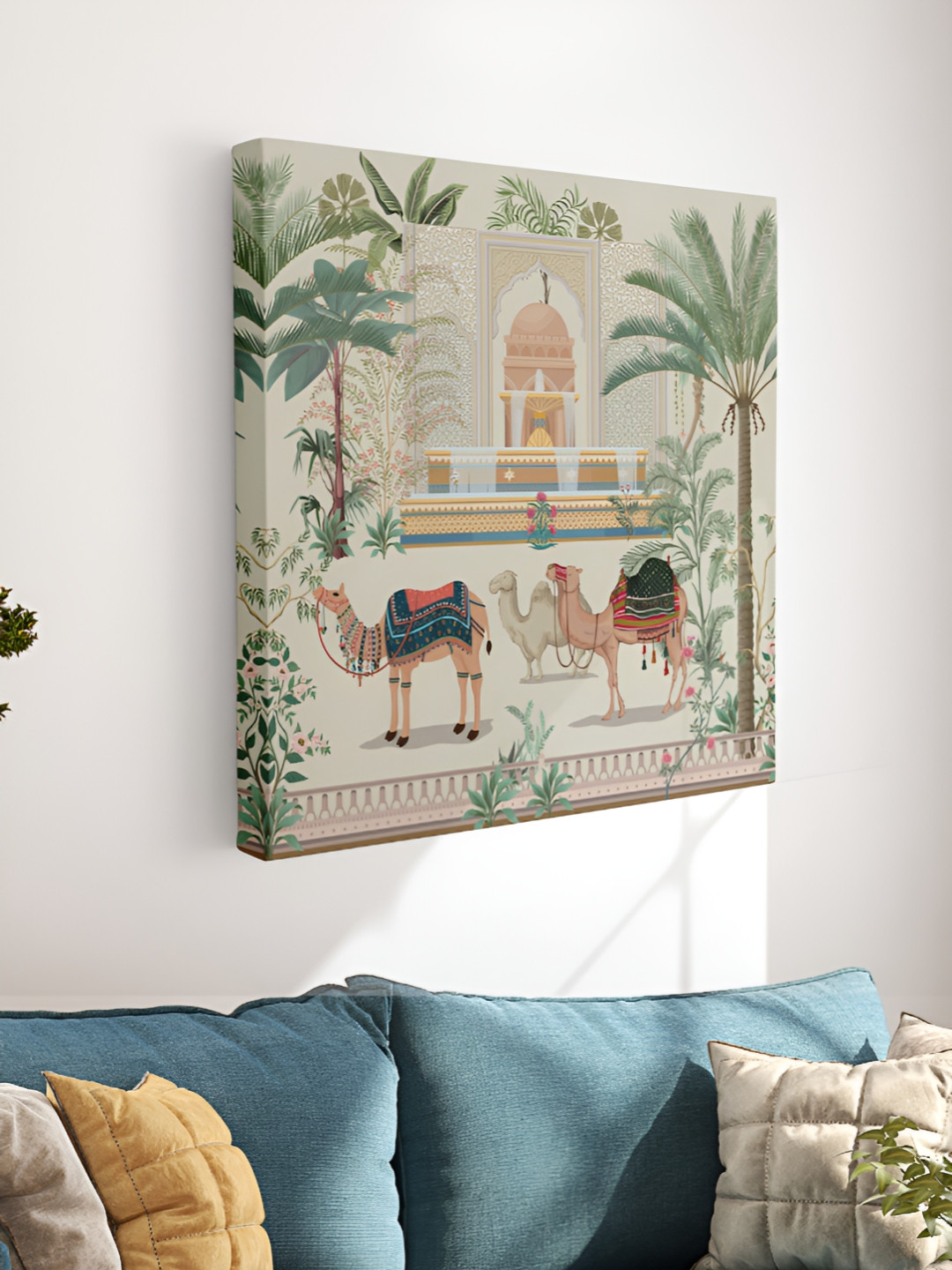 Myntra Elegant Homes Beige & Green 1 Piece Canvas Other Wall Paintings