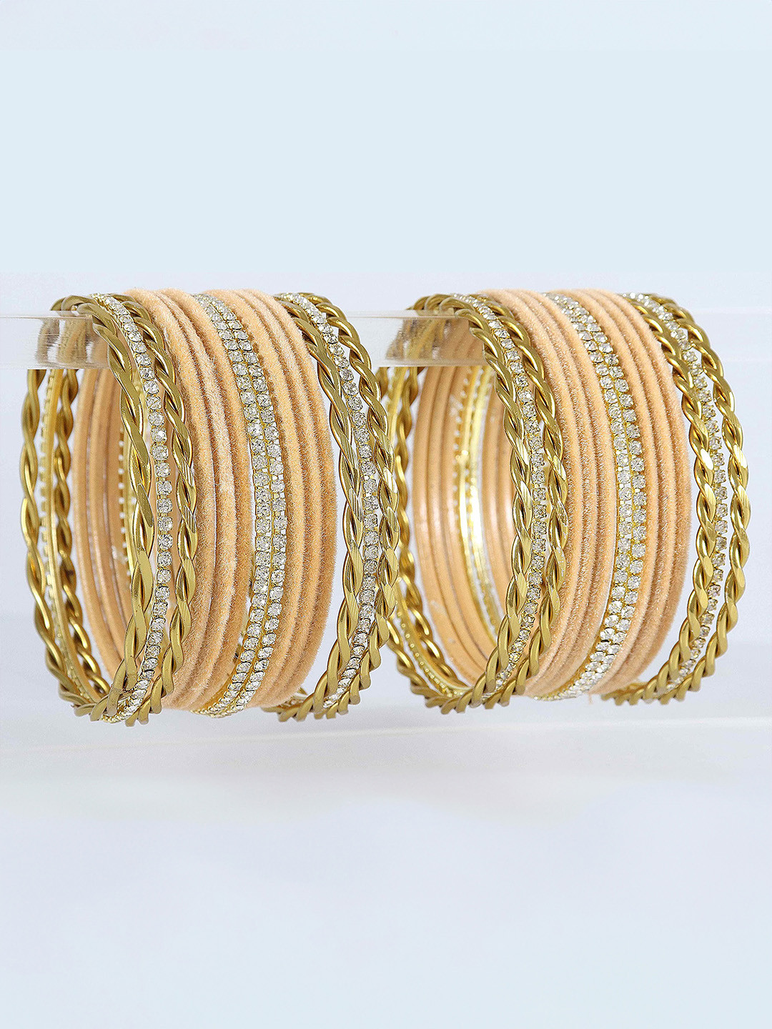 ZULKA Set Of 28 CZ Stone Studded Velvet Bangles