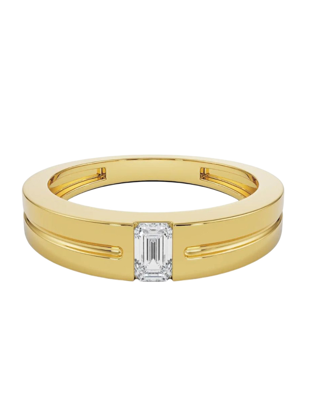 Emori Sleek Emerald Men Men Lab Diamond Ring in 18KT Gold