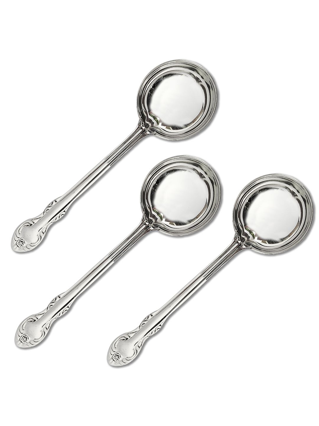 Kuber Industries Silver 3 Pcs Serving Spoon For Dining Table & Kitchen Spatula