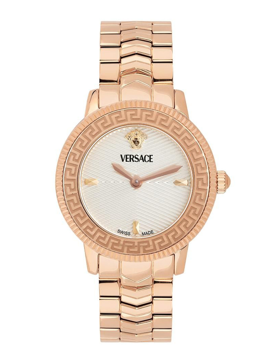 Versace Women Brass Dial & Stainless Steel Bracelet Style Straps Analogue Watch VEUCA0724