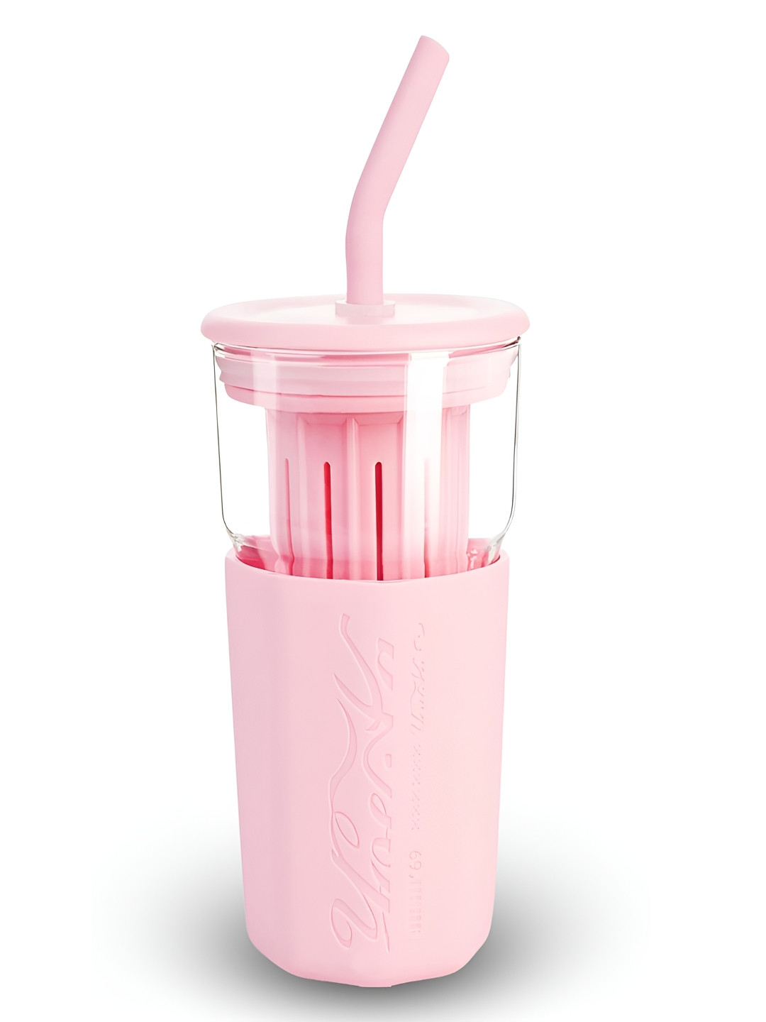 YELONA Pink Glass Double Wall Vacuum Infuser - 450ml