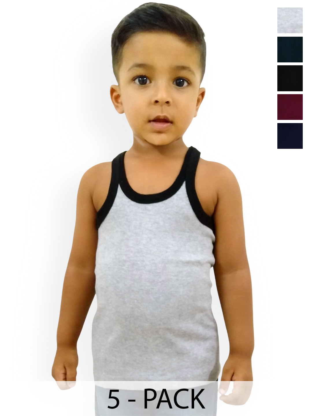 inner element Infant Boys Pack Of 5 Cotton Round Neck Racerback Vests Gymvest_121_PK5_45