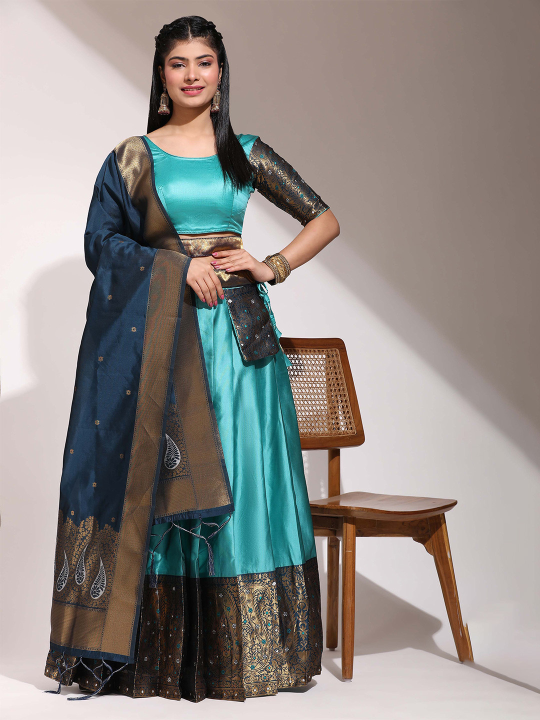 Payu Semi-Stitched Lehenga & Unstitched Blouse With Dupatta