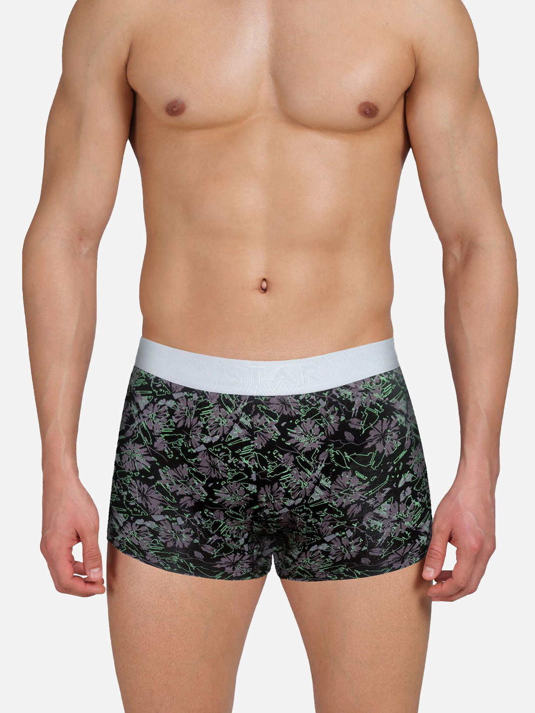 VStar Mid-Rise Printed Trunks with Antibacterial Technology - CB 09-JET_BLACK