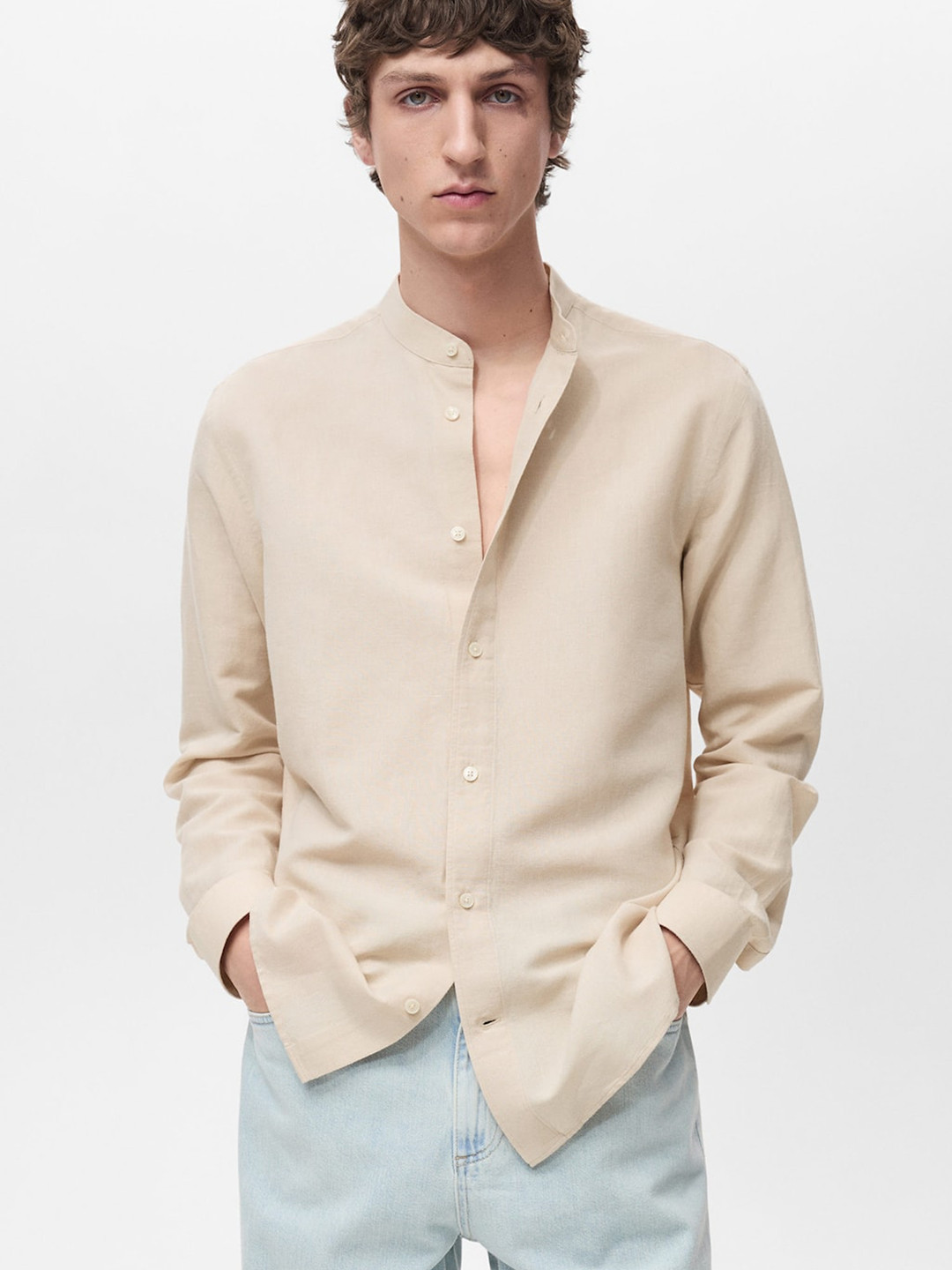 MANGO MAN Linen Cotton Casual Shirt