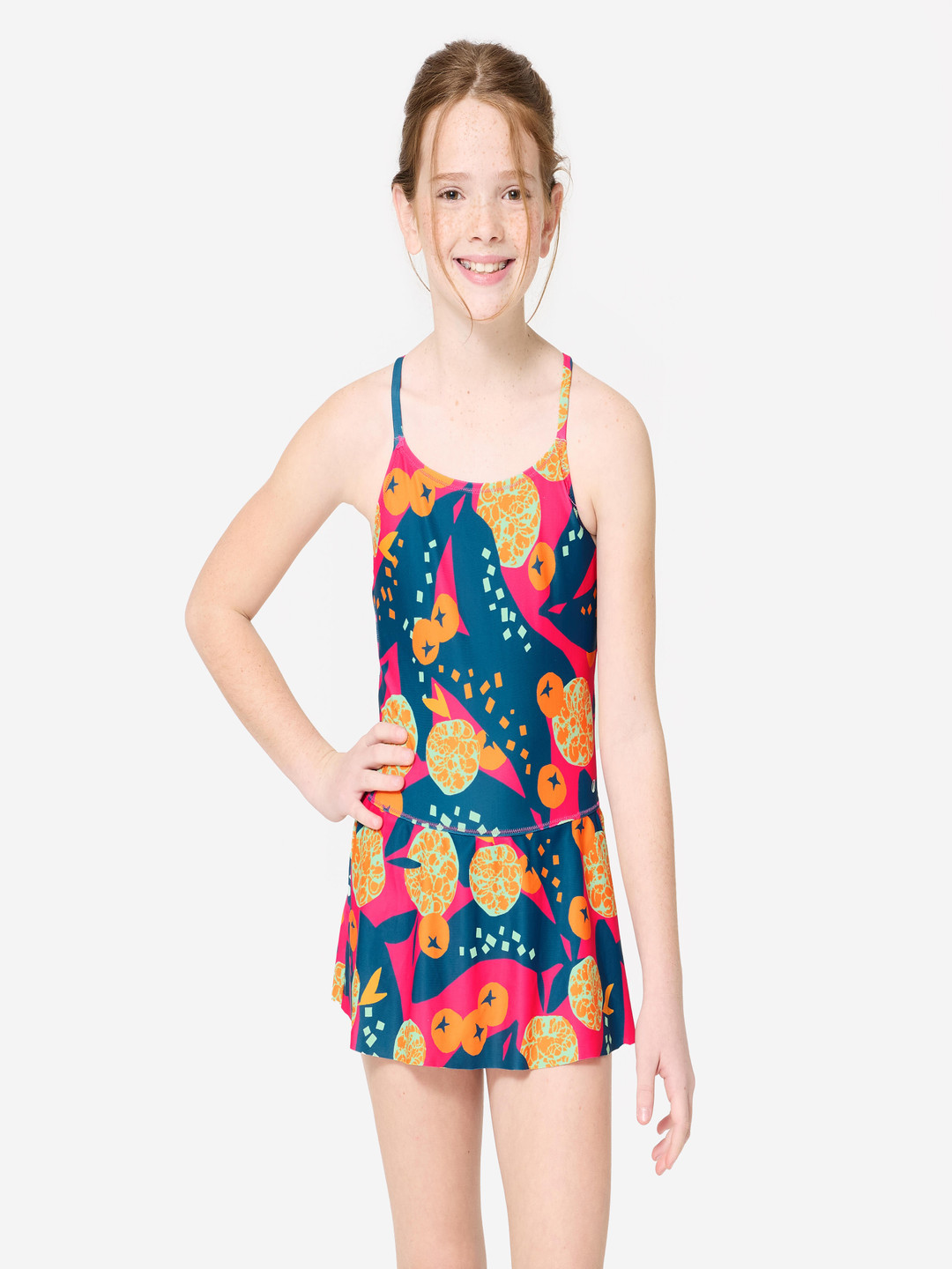 Decathlon NABAIJI - Girls Floral Printed Quick-Dry Swimsuit With Support
